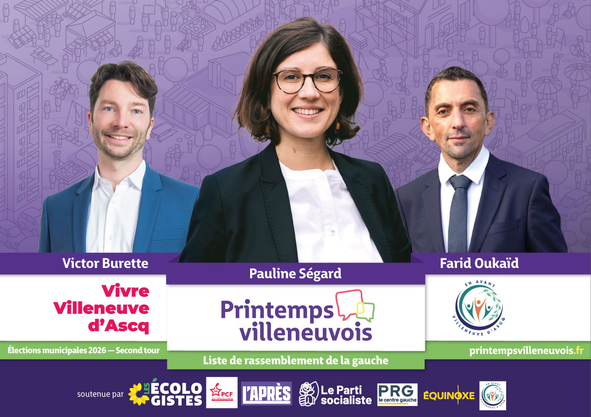 Présentation de la liste de second tour avec les têtes de listes des 3 listes de premier tour fusionnées